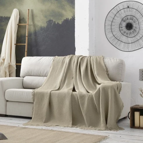 Manta poltrona Amazonas | Tecido waffle | Estilo acolhedor | Proteção lavável