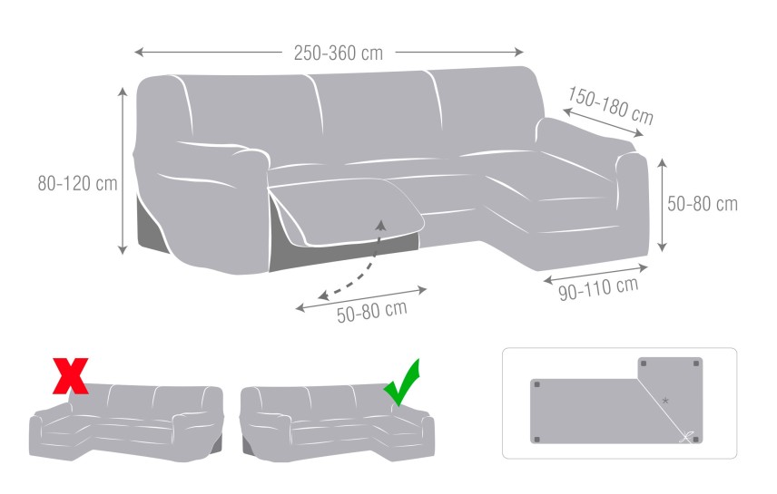Capa super elástica para chaise longue relax modelo Roc