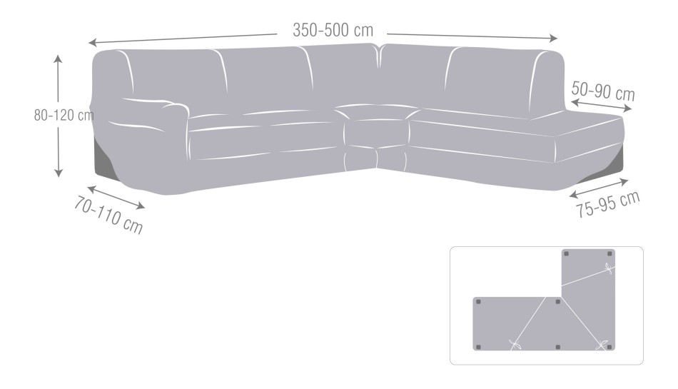 Capa super elástica para Chaise Longue de canto modelo Roc