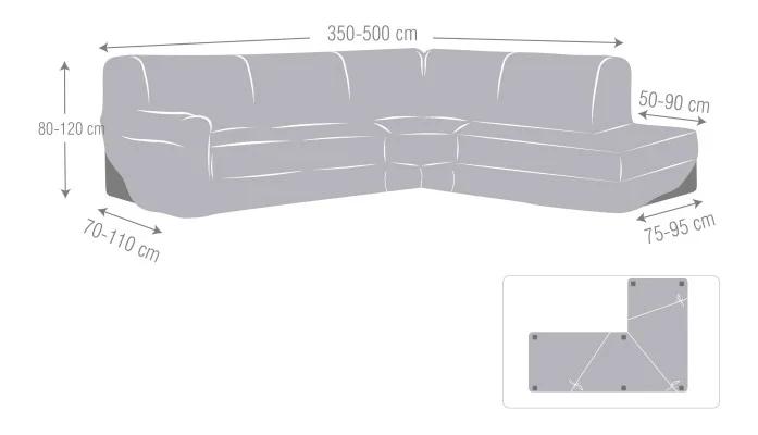 Capa super elástica para Chaise Longue de canto modelo Roc