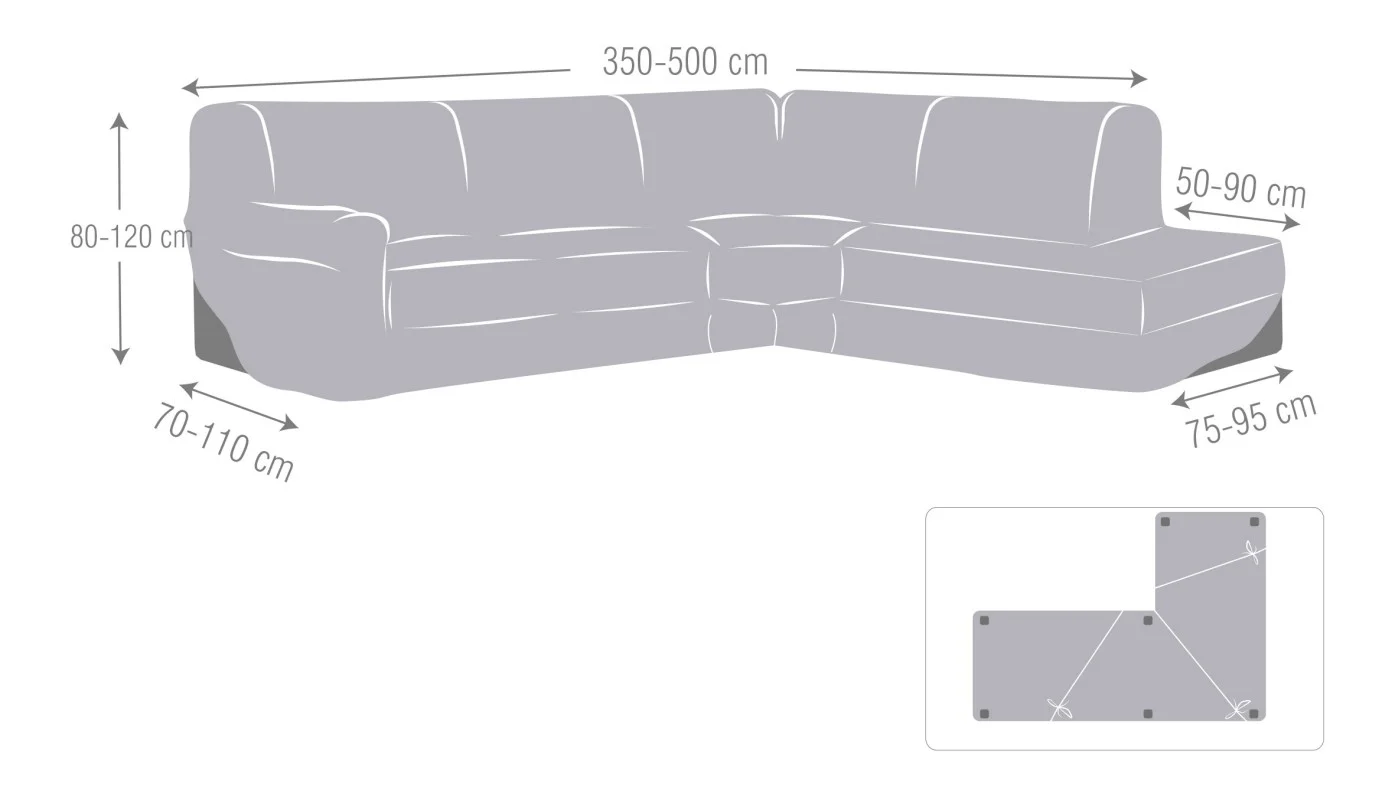 Capa super elástica para Chaise Longue de canto modelo Roc Capa super elástica para Chaise Longue de canto modelo Roc