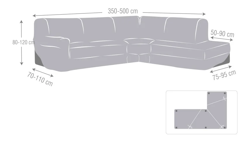 Capa super elástica para Chaise Longue de canto modelo Roc