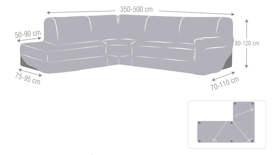 Capa super elástica para Chaise Longue de canto modelo Roc
