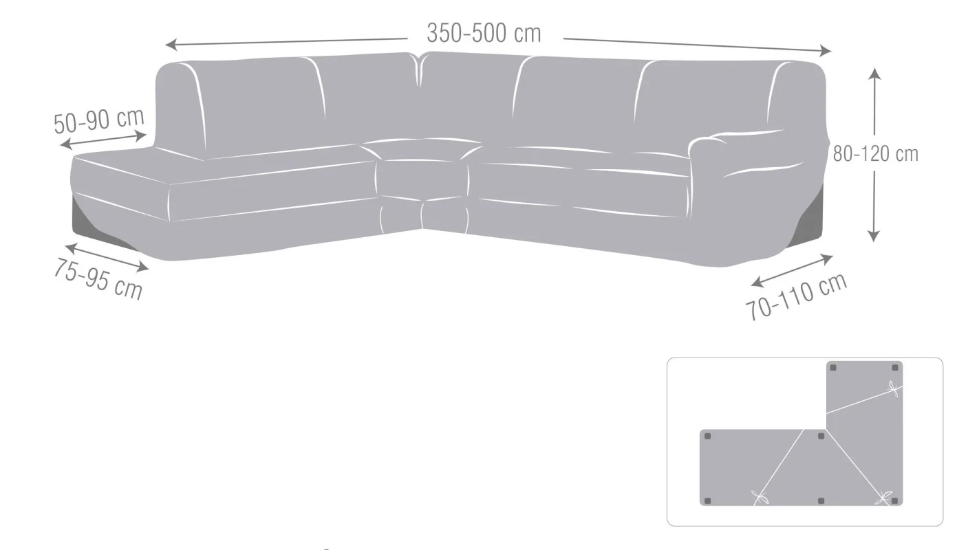 Chaise longue de canto elástica Roc | Ajuste completo | Proteção integral e moderna | Lavagem fácil