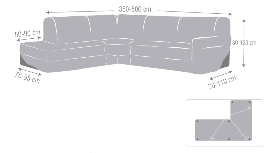 Chaise longue de canto elástica Roc | Ajuste completo | Proteção integral e moderna | Lavagem fácil