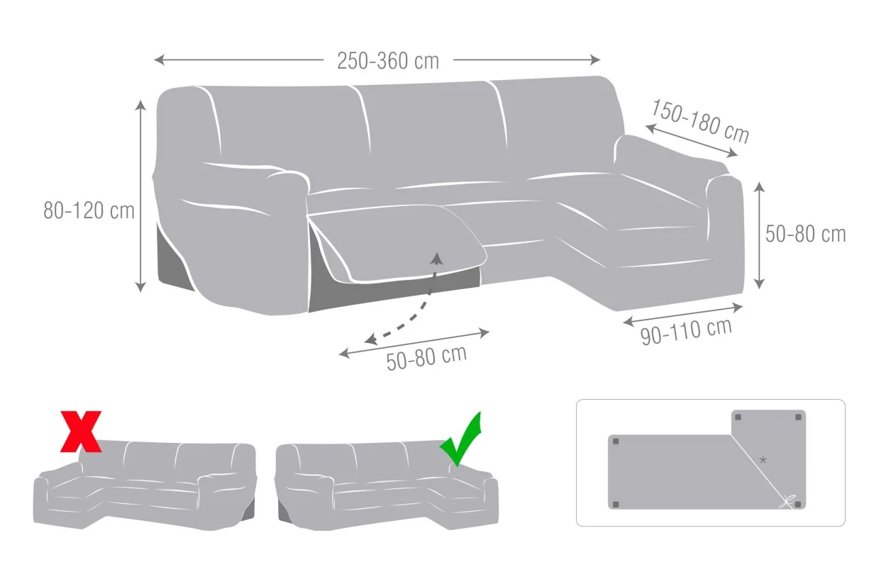 Cobertura superelástica para chaise longue relax modelo Jaz Cobertura superelástica para chaise longue relax modelo Jaz