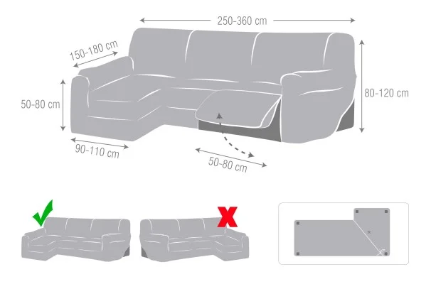 Cobertura superelástica para chaise longue relax modelo Jaz