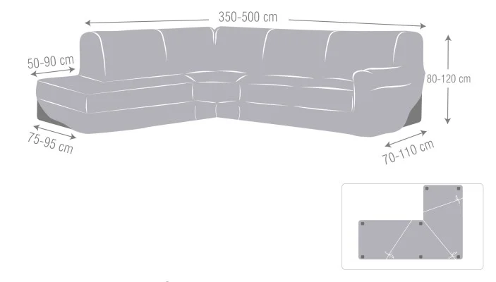 Capa super elástica para Chaise Longue de canto modelo Jaz