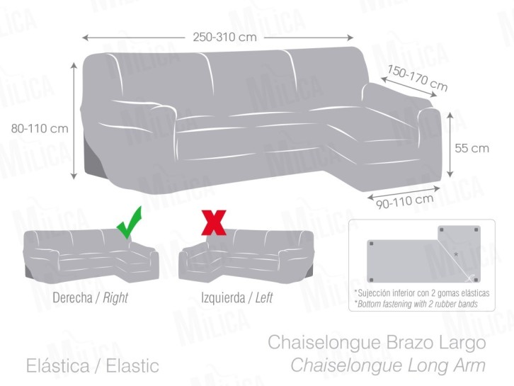 Capa bielástica Bronx para Chaise Longue