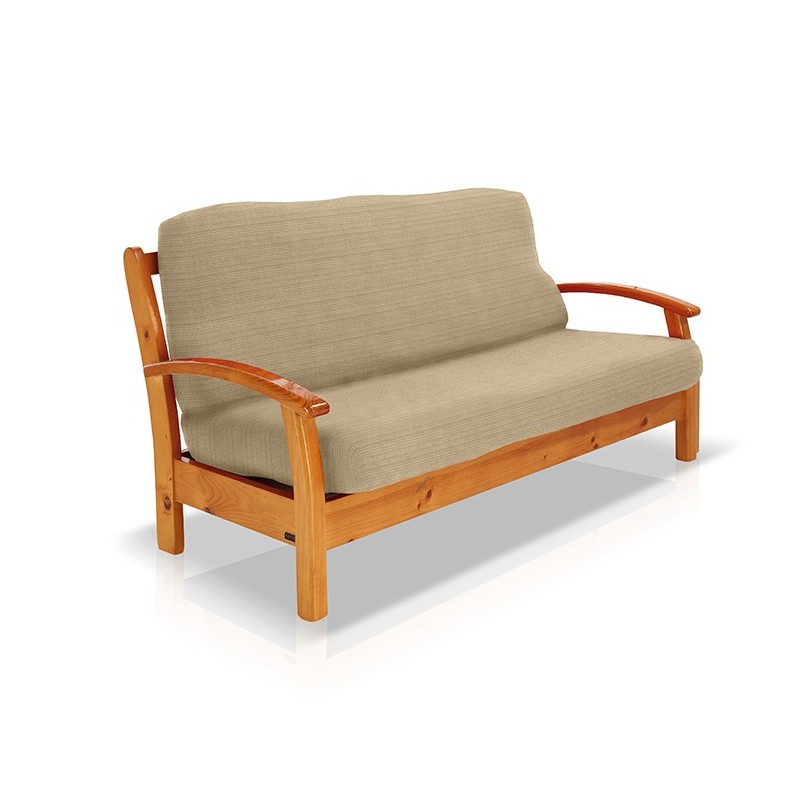 Funda elástica para sofá cama nido con brazos de madera – Modelo Aquiles