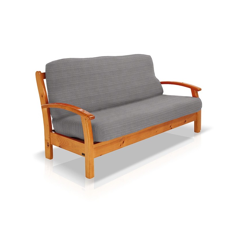 Funda elástica para sofá cama nido con brazos de madera – Modelo Aquiles