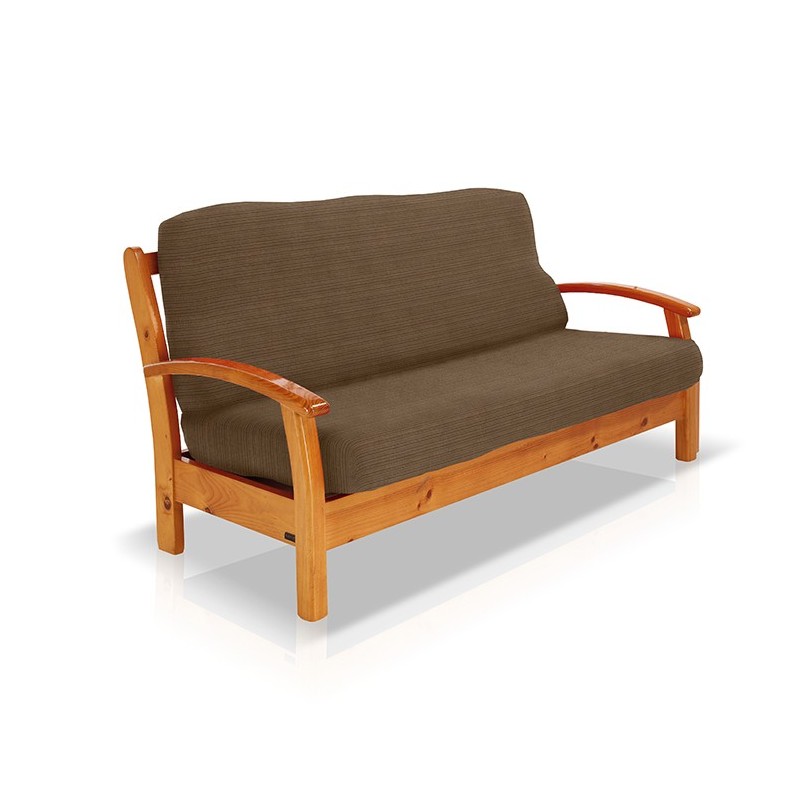 Funda elástica para sofá cama nido con brazos de madera – Modelo Aquiles Funda elástica para sofá cama nido con brazos de madera – Modelo Aquiles