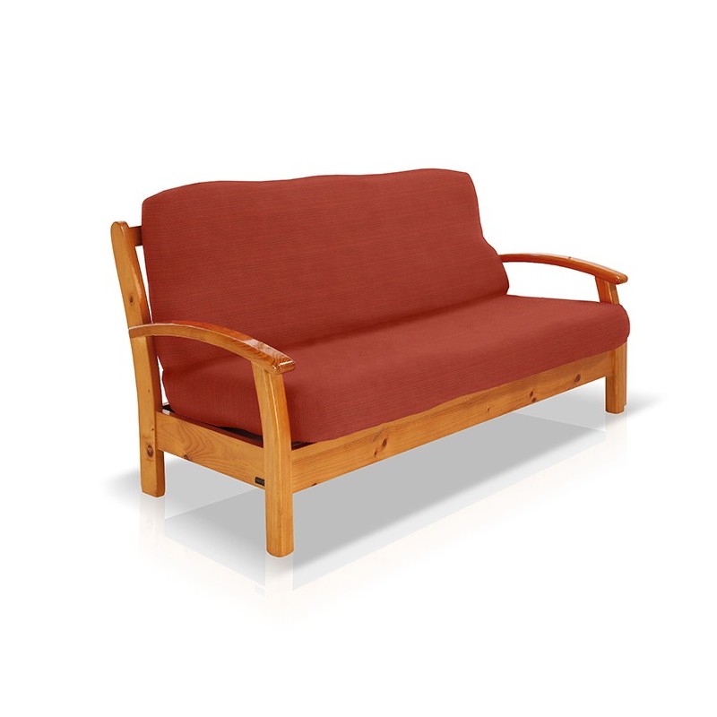 Funda elástica para sofá cama nido con brazos de madera – Modelo Aquiles