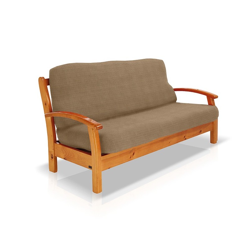 Funda elástica para sofá cama nido con brazos de madera – Modelo Aquiles Funda elástica para sofá cama nido con brazos de madera – Modelo Aquiles