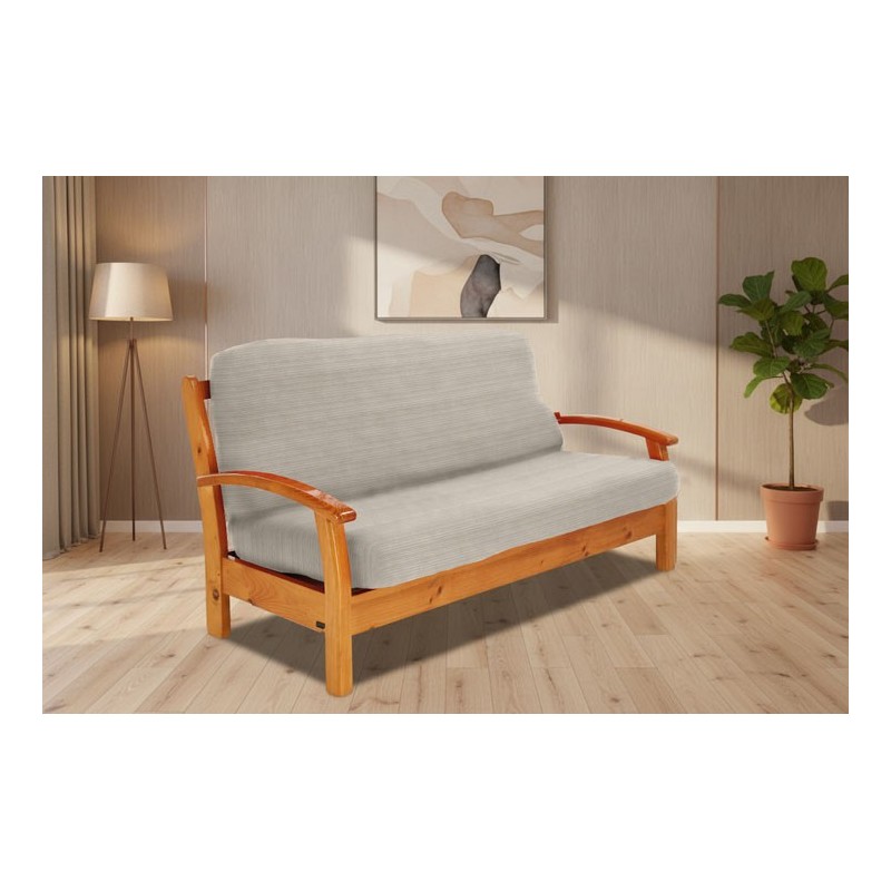 Funda elástica para sofá cama nido con brazos de madera – Modelo Aquiles
