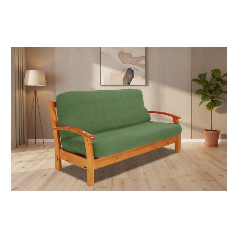 Funda elástica para sofá cama nido con brazos de madera – Modelo Aquiles Funda elástica para sofá cama nido con brazos de madera – Modelo Aquiles