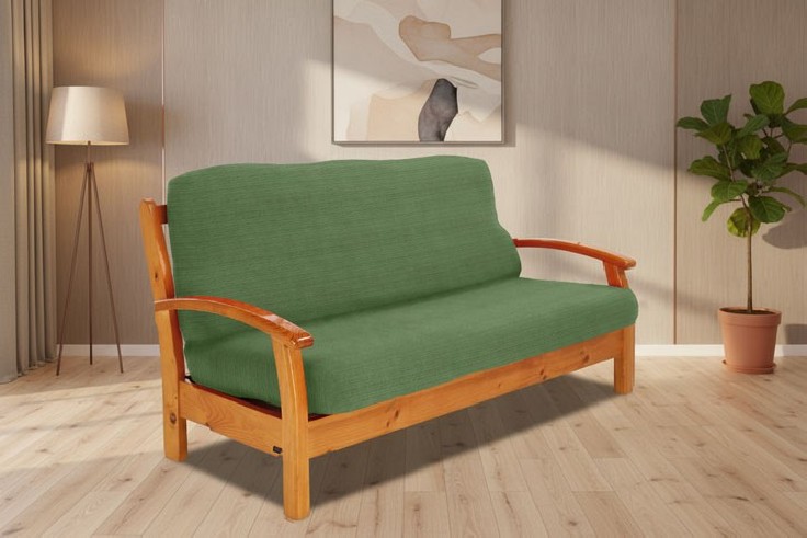 Funda elástica para sofá cama nido con brazos de madera – Modelo Aquiles
