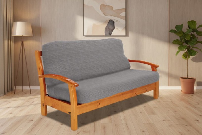 Funda elástica para sofá cama nido con brazos de madera – Modelo Aquiles