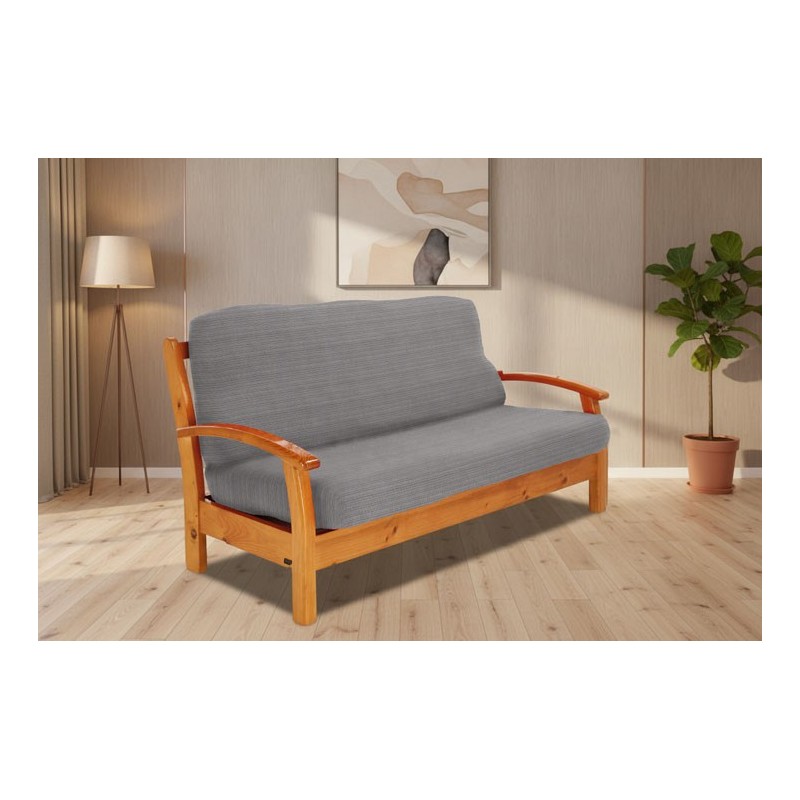 Funda elástica para sofá cama nido con brazos de madera – Modelo Aquiles