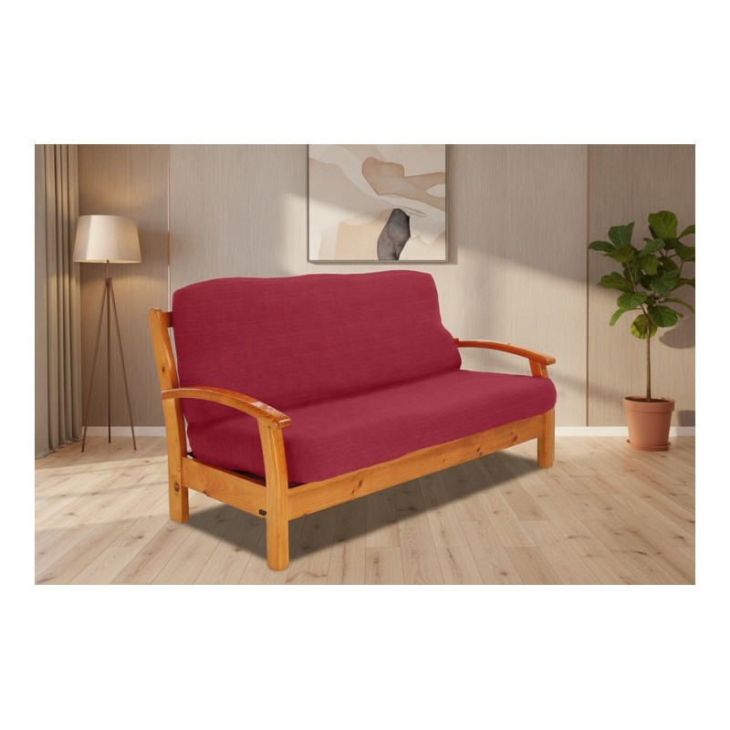 Funda elástica para sofá cama nido con brazos de madera – Modelo Aquiles