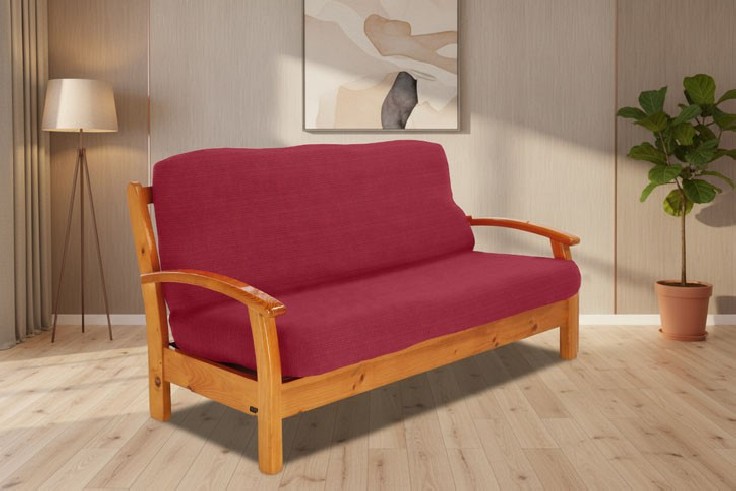 Funda elástica para sofá cama nido con brazos de madera – Modelo Aquiles