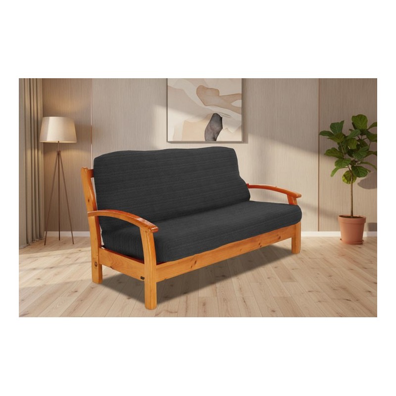 Funda elástica para sofá cama nido con brazos de madera – Modelo Aquiles Funda elástica para sofá cama nido con brazos de madera – Modelo Aquiles