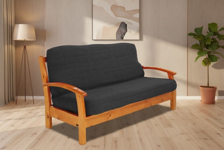 Funda elástica para sofá cama nido con brazos de madera – Modelo Aquiles