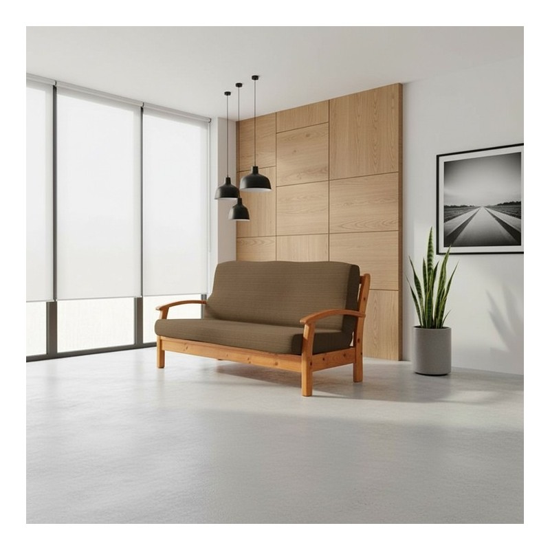 Funda elástica para sofá cama nido con brazos de madera – Modelo Aquiles