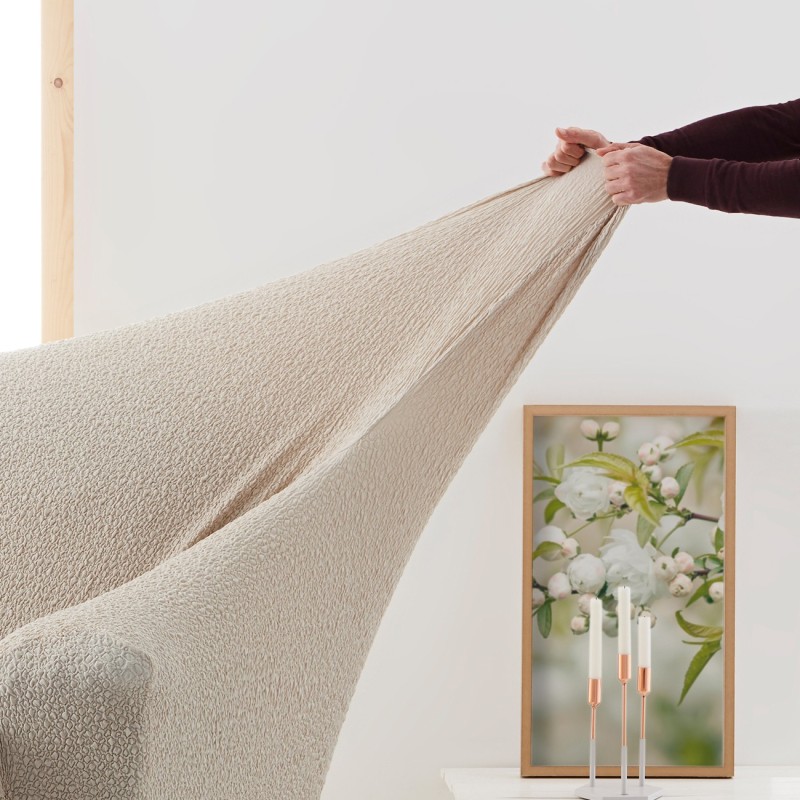 Funda superelástica para sofá cama nido con brazos de madera – Modelo Roc