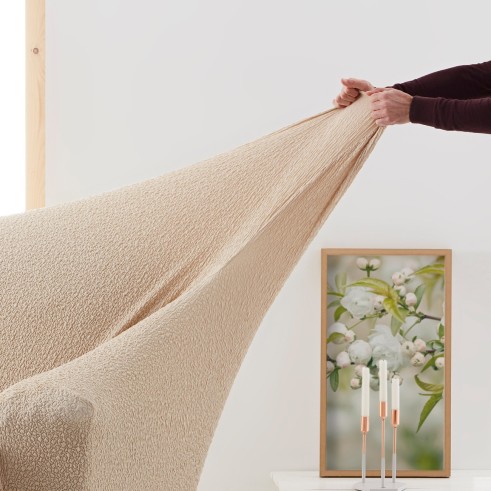 Funda superelástica para sofá cama nido con brazos de madera – Modelo Roc