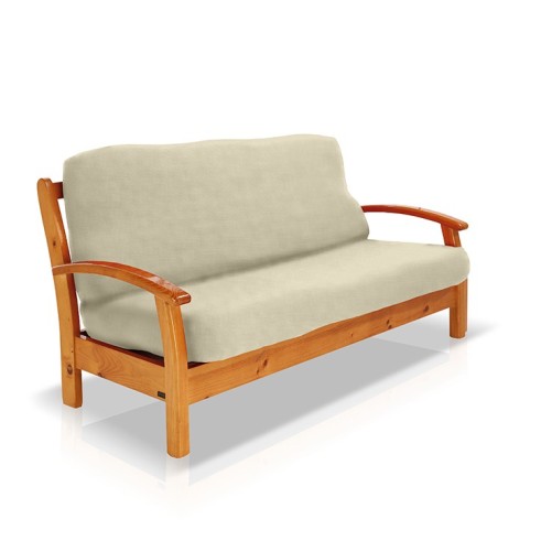 Capa bielástica para Sofá Cama com braços de madeira – Modelo Cora