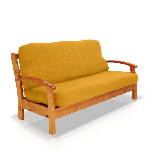 Capa bielástica para Sofá Cama com braços de madeira – Modelo Cora