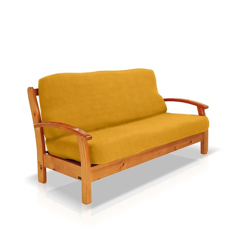 Capa bielástica para Sofá Cama com braços de madeira – Modelo Cora