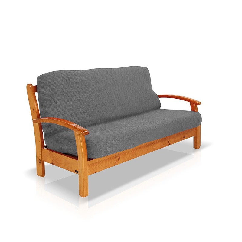 Funda bielástica para sofá cama nido con brazos de madera – Modelo Cora