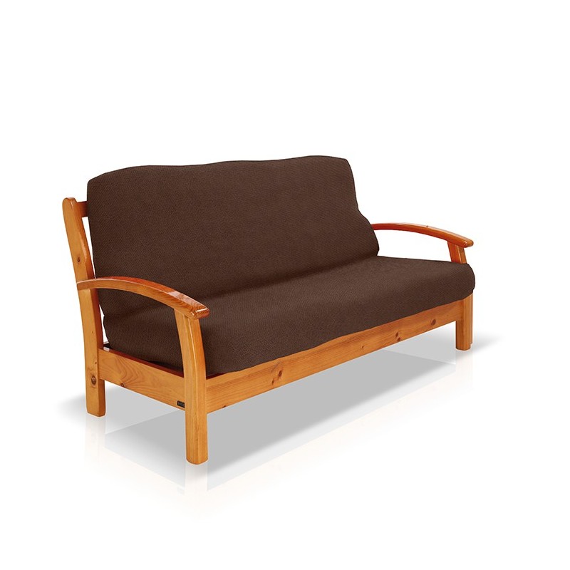 Funda bielástica para sofá cama nido con brazos de madera – Modelo Cora Funda bielástica para sofá cama nido con brazos de madera – Modelo Cora