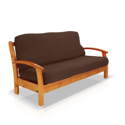 Funda bielástica para sofá cama nido con brazos de madera – Modelo Cora