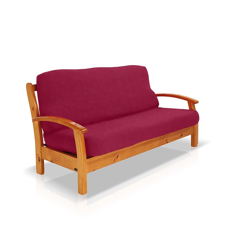 Funda bielástica para sofá cama nido con brazos de madera – Modelo Cora Funda bielástica para sofá cama nido con brazos de madera – Modelo Cora