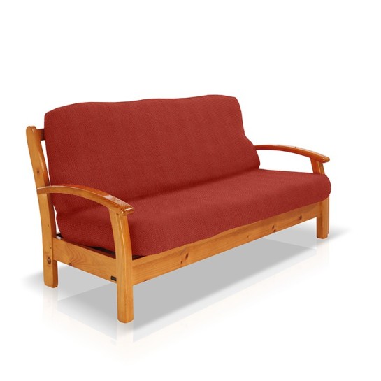 Funda bielástica para sofá cama nido con brazos de madera – Modelo Cora
