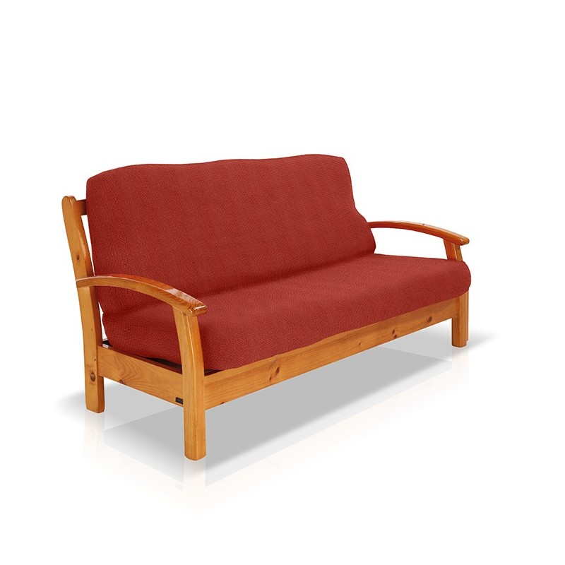 Funda bielástica para sofá cama nido con brazos de madera – Modelo Cora Funda bielástica para sofá cama nido con brazos de madera – Modelo Cora