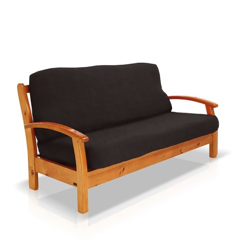 Funda bielástica para sofá cama nido con brazos de madera – Modelo Cora