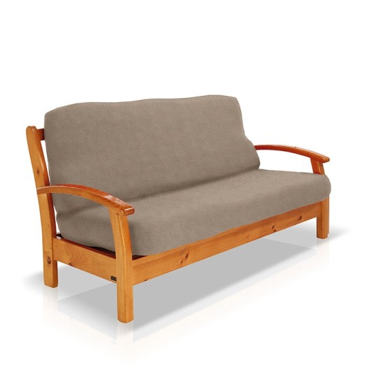 Capa bielástica para Sofá Cama com braços de madeira – Modelo Cora