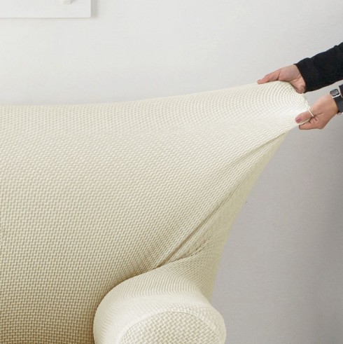 Funda bielástica para sofá cama nido con brazos de madera – Modelo Cora