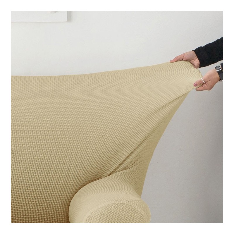 Funda bielástica para sofá cama nido con brazos de madera – Modelo Cora Funda bielástica para sofá cama nido con brazos de madera – Modelo Cora