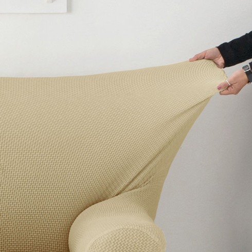 Funda bielástica para sofá cama nido con brazos de madera – Modelo Cora