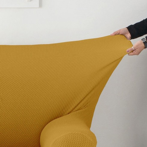 Capa bielástica para Sofá Cama com braços de madeira – Modelo Cora