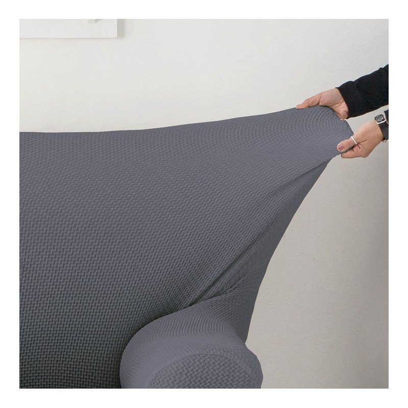 Funda bielástica para sofá cama nido con brazos de madera – Modelo Cora