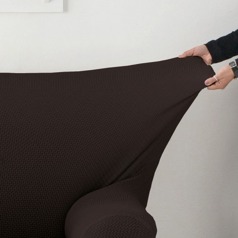 Funda bielástica para sofá cama nido con brazos de madera – Modelo Cora