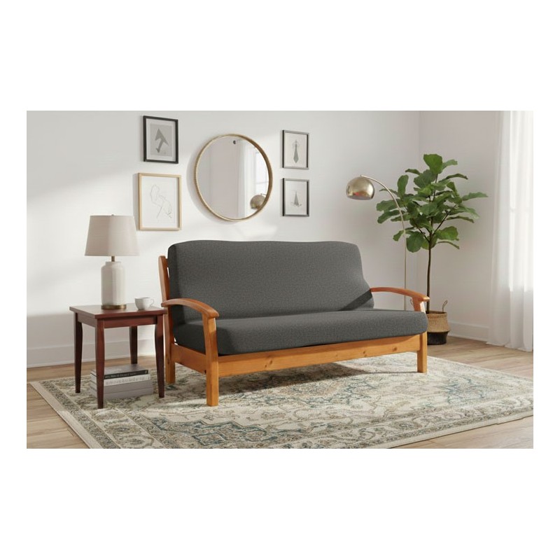 Capa bielástica para Sofá Cama com braços de madeira – Modelo Cora