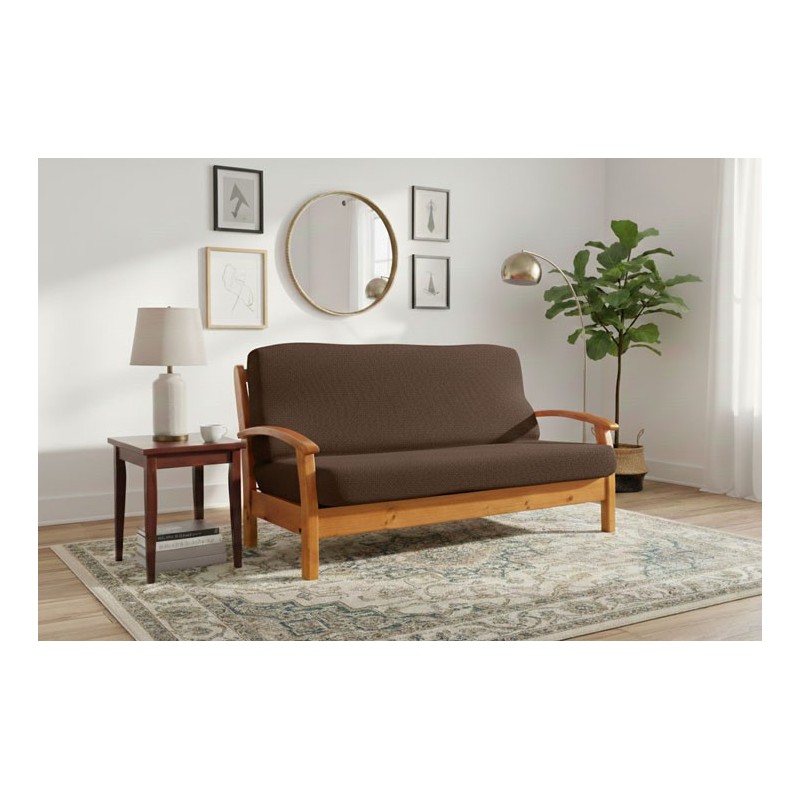 Capa bielástica para Sofá Cama com braços de madeira – Modelo Cora