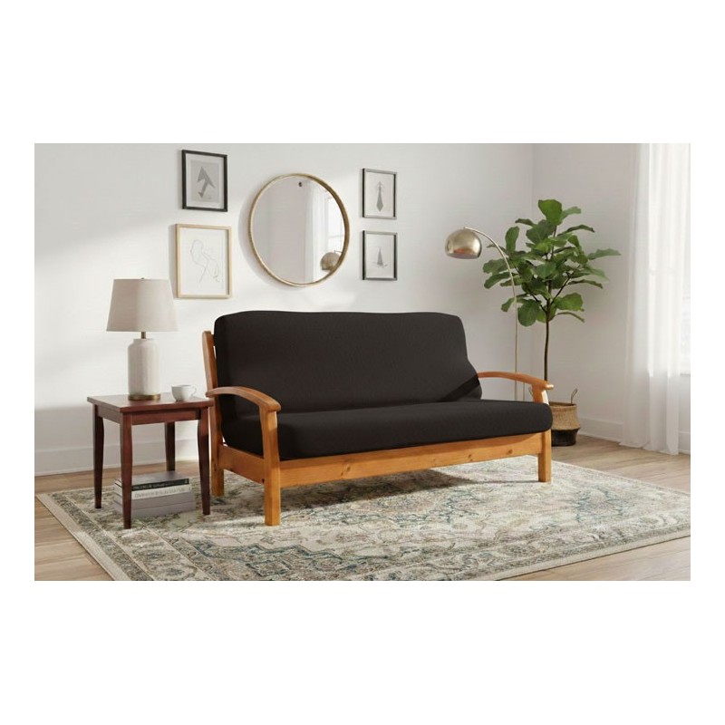 Capa bielástica para Sofá Cama com braços de madeira – Modelo Cora